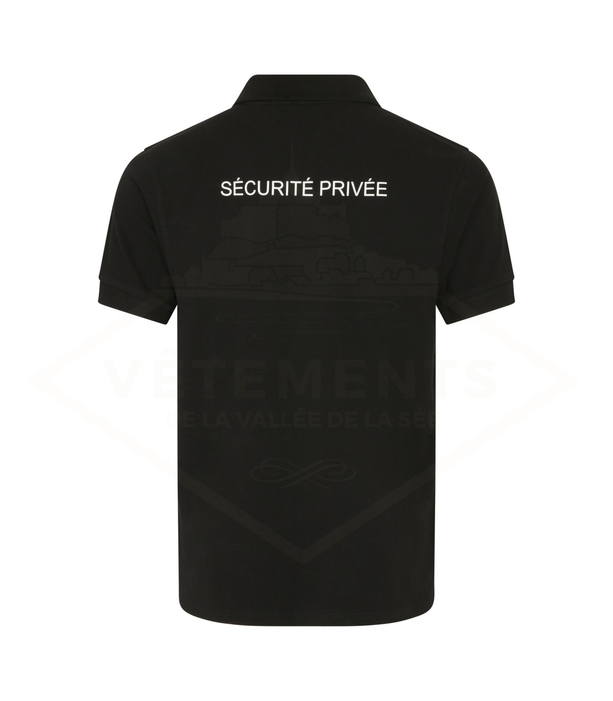 POLO SP MC NOIR MIXTE marquage poitrine dos SECURITE PRIVEE BEGREEN VVS decret 180723 VETEMENTS DE LA VALLEE DE LA SEE